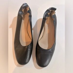EVERLANE Sz 11 Black Leather Women's Block Heel SHOES